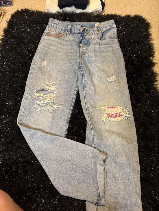 Levi's Denim - Levi's 150th Anniversary Women 501 90's Straight Fit Button Fly Jeans Blue